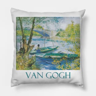 Fishing in Spring, the Pont de Clichy by Vincent van Gogh Pillow