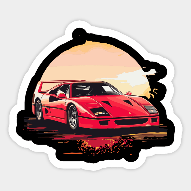 Ferrari F40 2 - Tshirtdesign - Sticker | TeePublic