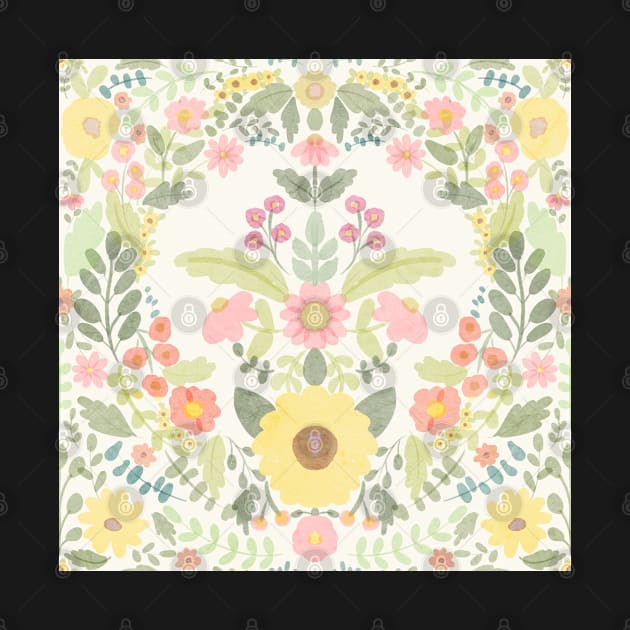 Reimagine Damask watercolor floral pattern by Harpleydesign