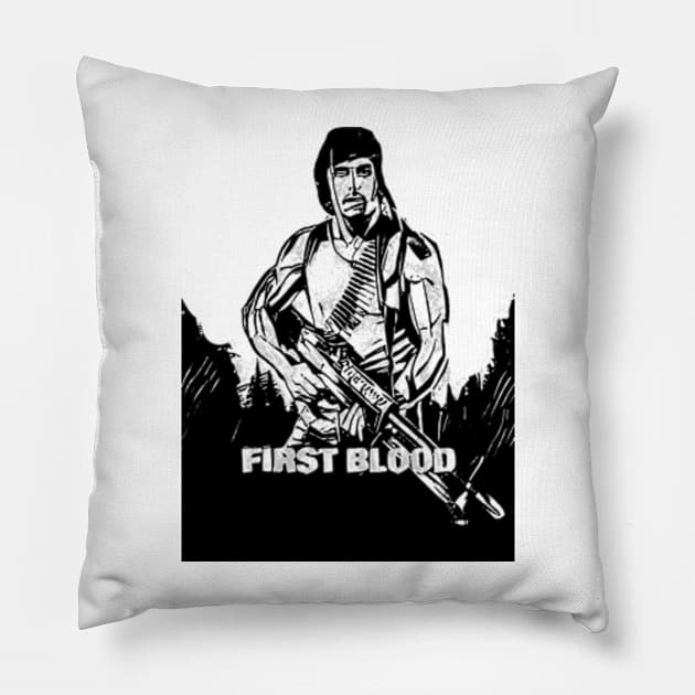 rambo first blood Pillow by RetroScribbles