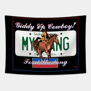 Mustang Pin-Up Girl- Saskatchewan Rework Tapestry