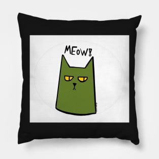 Meow! Green cat Pillow