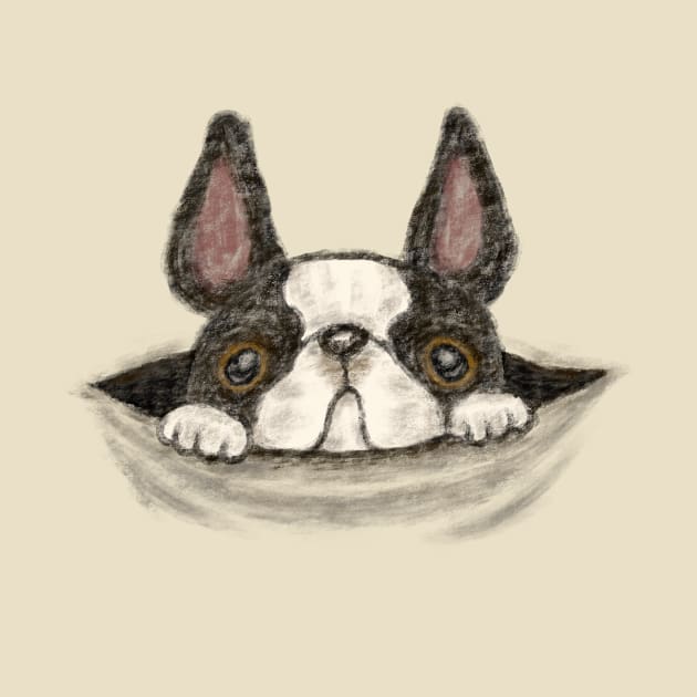 French bulldog peeking out of a hole by sanogawa