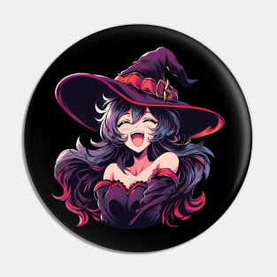 Cute Anime Halloween Witch Smiling Pin
