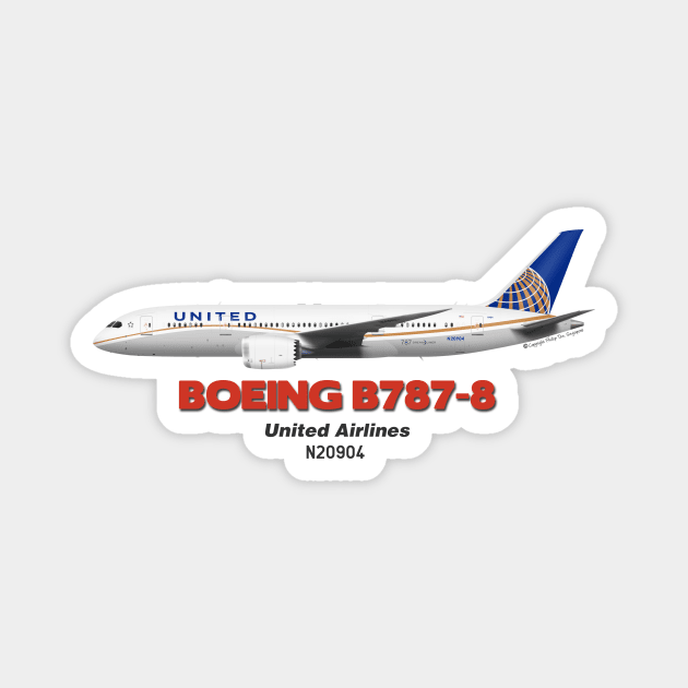 Boeing B787-8 - United Airlines Magnet by TheArtofFlying