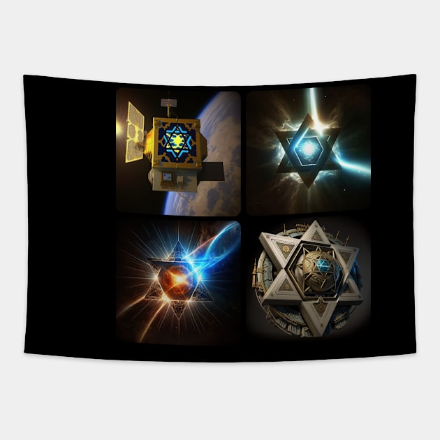 Jewish Space Lasers v5 (no text) Tapestry by AI-datamancer