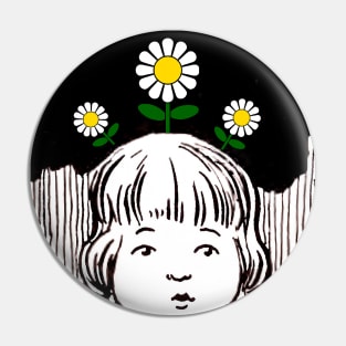 little girl with daisies Pin