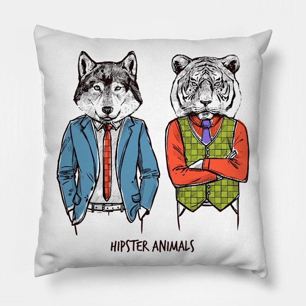 Hipster Animals Pillow by Mako Design 