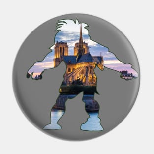 Hunchback Quasimodo - View of Notre Dame Grey Pin