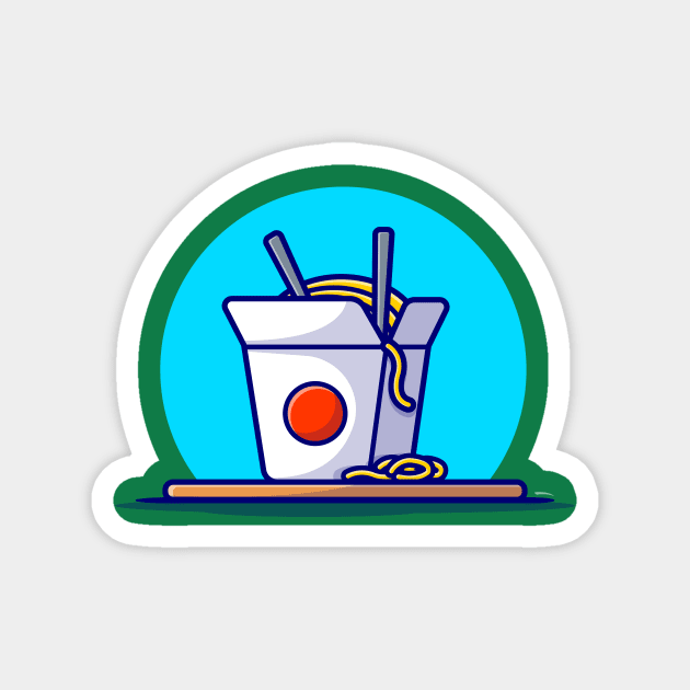 Ramen Noodle With Chopstick Cartoon Vector Icon Illustration Magnet by Catalyst Labs