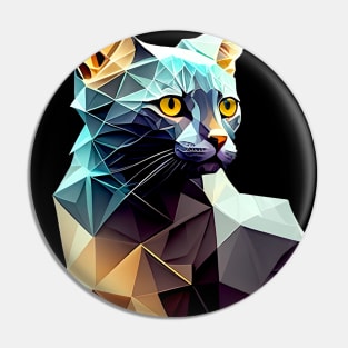 Geometric Cat No. 1: Dark Background (on a no fill background) Pin