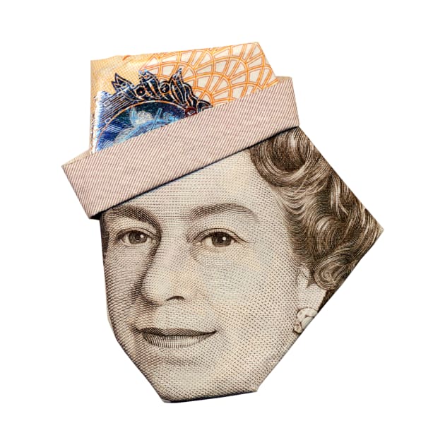 Queen Elizabeth Money Origami by yosuke