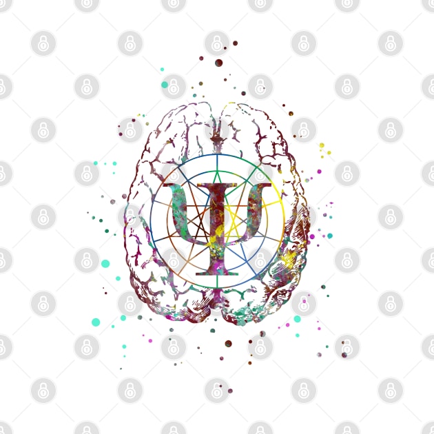 Psychology symbol and brain by RosaliArt