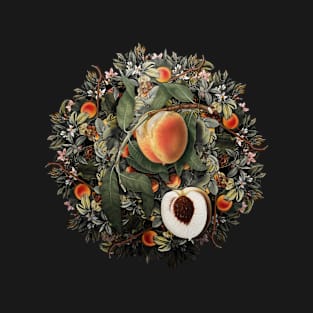 Vintage Peach Fruit Wreath T-Shirt