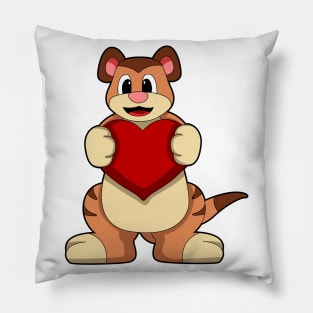 Meerkat with Heart Pillow