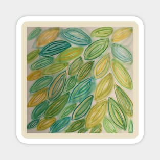 Watercolor Leaves in blue green yellow teal Magnet