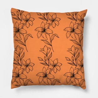 line detail orange flowers Pillow