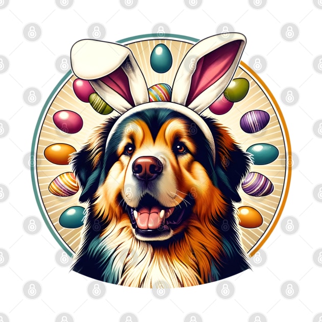 Hovawart Enjoys Easter with Bunny Ears and Vibrant Eggs by ArtRUs