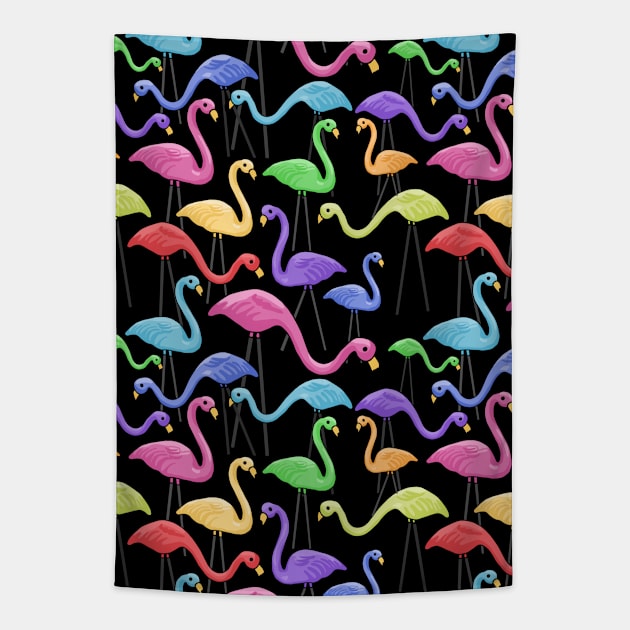 Flocking Fabulous Flamingos All Over Print Tapestry by Slightly Unhinged