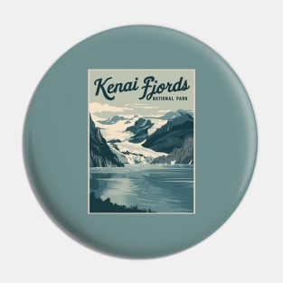 Kenai Fjords National Park Retro Travel Pin