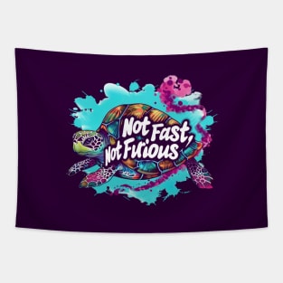 Not fast, Not Furious, turtle, watercolor, gift ideas Tapestry