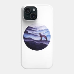 Moonlight coyote silhouette, misty mountains Phone Case