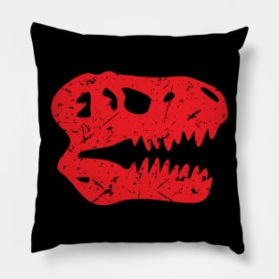 Red Distressed Tyrannosaurus Rex (T rex) Skull Fossil Pillow