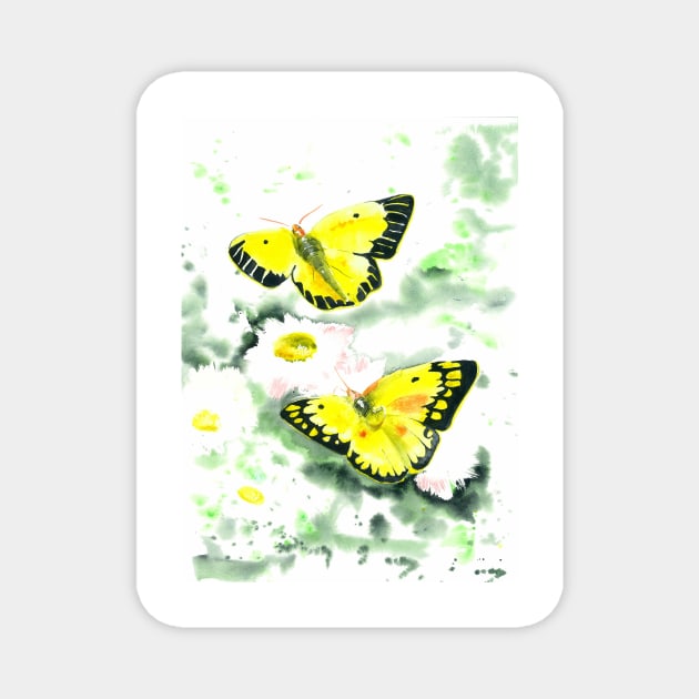 Yellow Butterflies Magnet by CorinneMatus