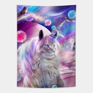 Space Rainbow Caticorn Cat Unicorn Tapestry