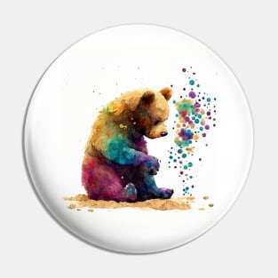 Bear Watercolor Art Pin