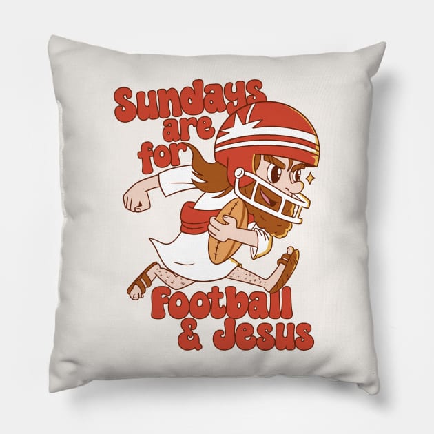 Sundays Are For Football & Jesus // Funny Church Sunday Football Jesus Pillow by SLAG_Creative