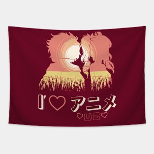 I love us Anime style Couple Tapestry