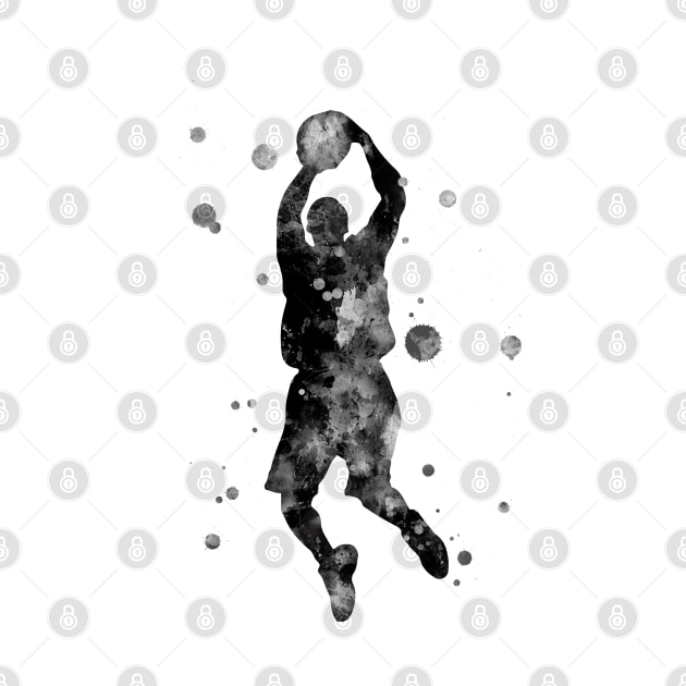 Basketball Player Watercolor Painting by Miao Miao Design