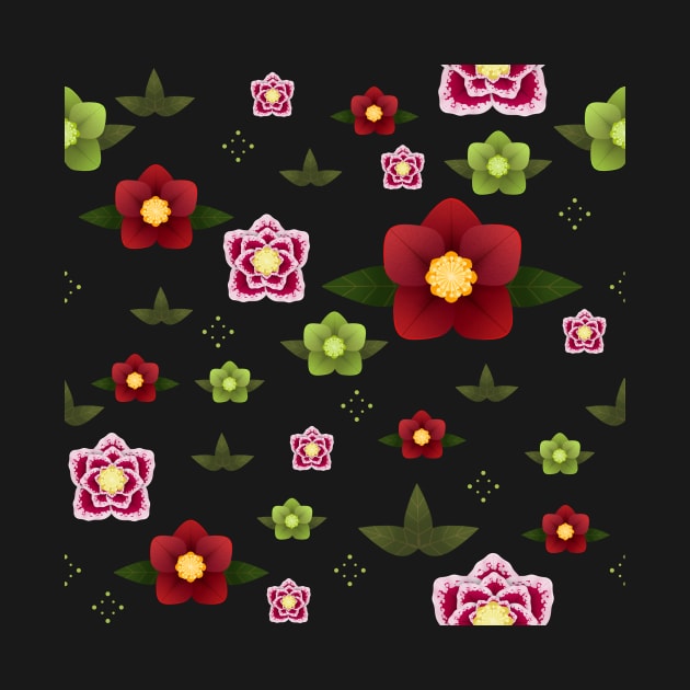 Hellebore Winter Flower Seamless Varied Pattern by PaperRain