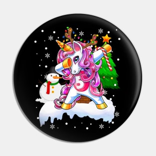 Funny Christmas Lights Dabbing Unicorn Snowman Dab Dance Unicorn Xmas Pin