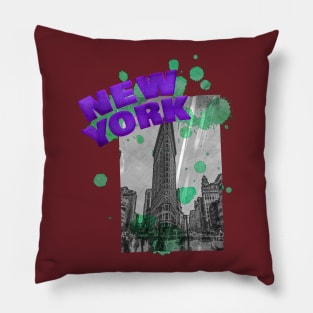 New York Drip - Purple/Teal Pillow