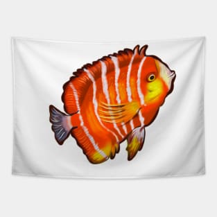 Best fishing gifts for fish lovers 2023 Fishy, bright neon orange tropical fish Tapestry