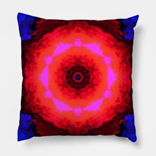 Kaleidoscope Smoke Flower Red and Blue Pillow