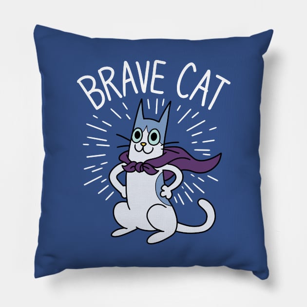 Brave Cat Pillow by spacecoyote