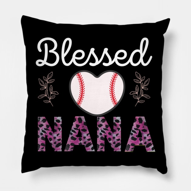 Baseball nana shirts for women Leopard print Pillow by madani04