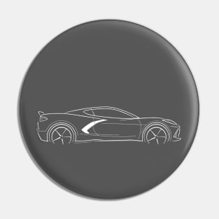 2020 Chevy Corvette Stingray C8 - profile stencil, white Pin