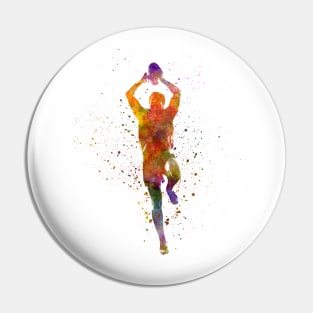 Rugby player in watercolor Pin