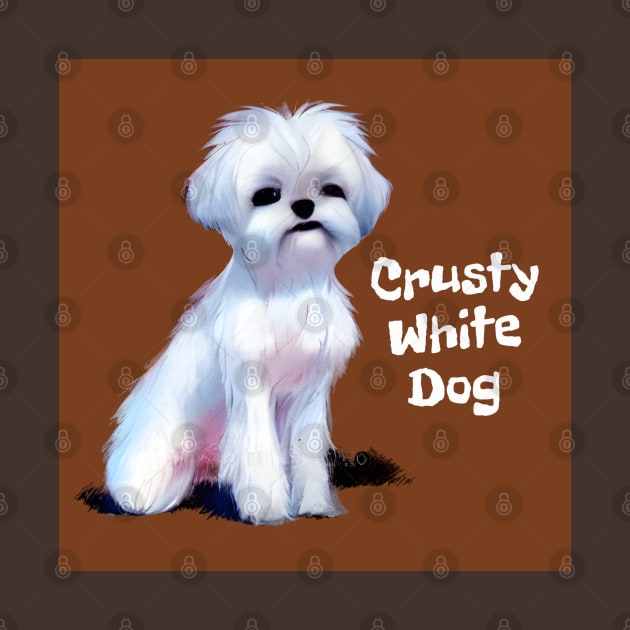 Cute Little Crusty White Dog with Fluffy Curly Haired by Mochabonk