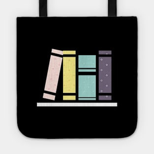 Pastel Book On Shelves Stack Of Pink, Yellow & Purple Books Tote