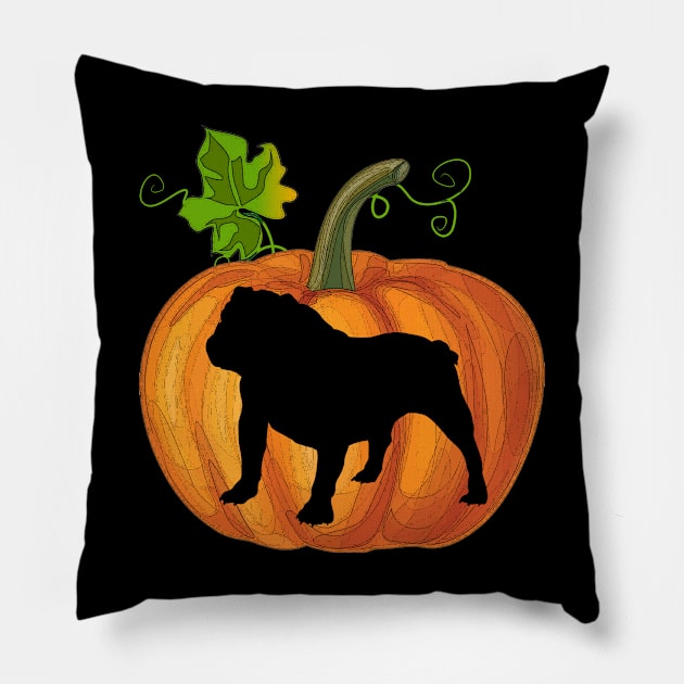 Bulldog in pumpkin Pillow by Flavie Kertzmann