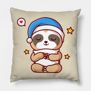 Cute Sloth Sleeping With Pillow And Star Cartoon Pillow