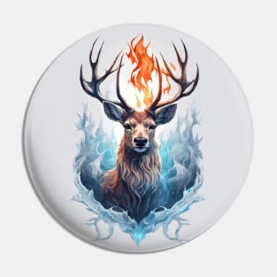 Fire and Ice Deer Animal Pin