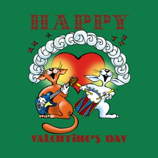 Happy Heart Valentine's Day Cat Band T-Shirt