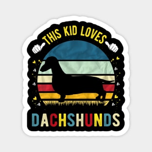 This Kid Loves Dachshunds Retro Vintage Magnet