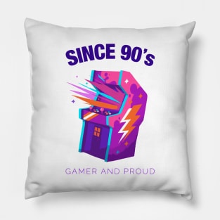 Since 90s Gamer and Proud - Gamer gift - Retro Videogame Pillow